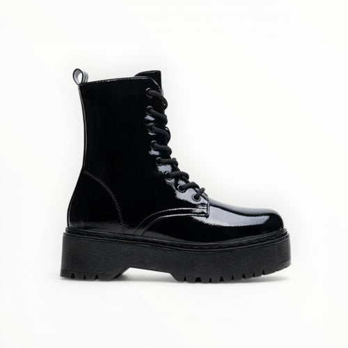 Bottines Noires Vernies à Plateforme  LADY GLORY