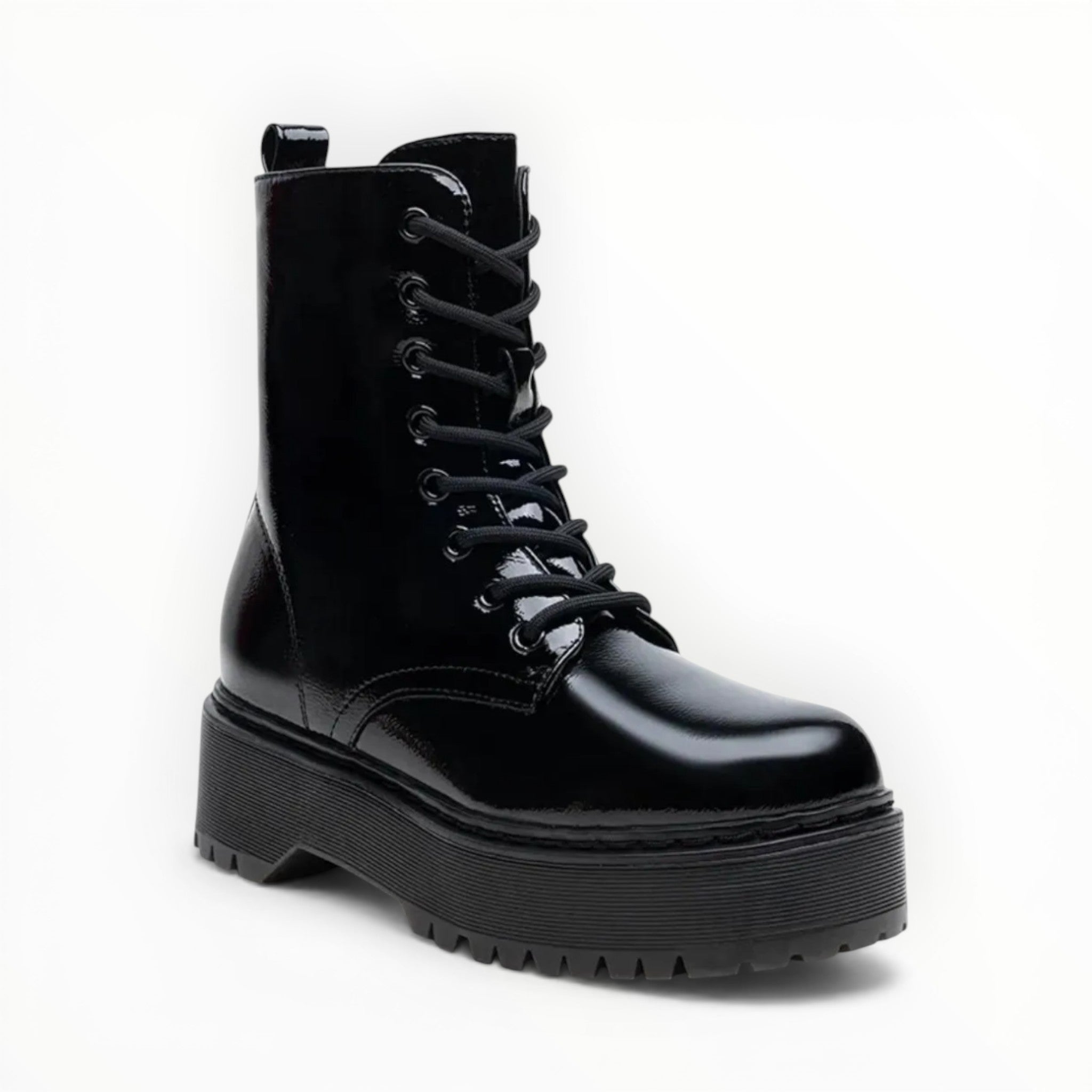 Bottines Noires Vernies à Plateforme LADY GLORY - Chaussures Femme - LADY GLORY