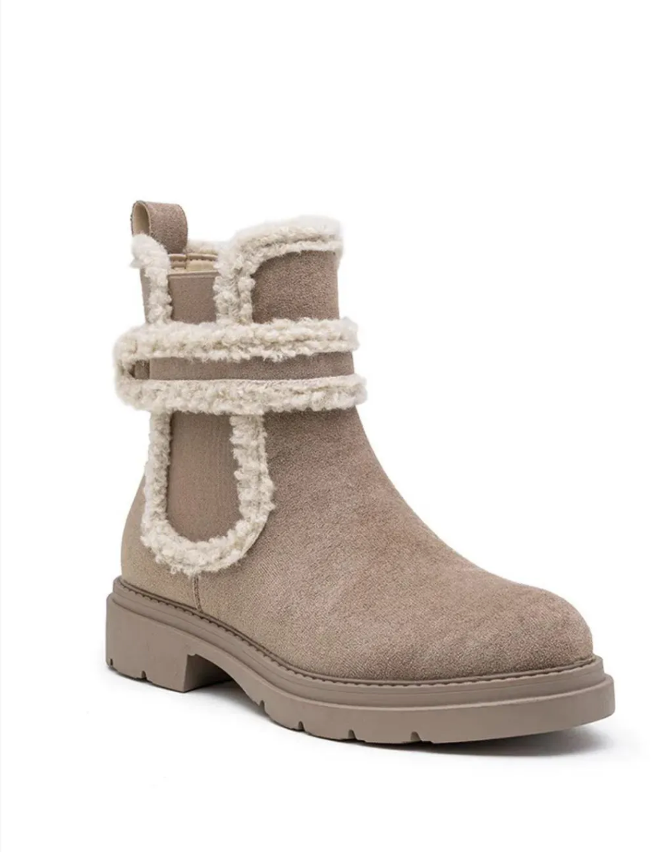 Bottine Fourrée Hiver Suédine – LADY GLORY