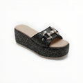 Claquette Compensée Strass Style Raphia - Joia Paris
