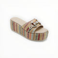 Claquette Compensée Strass Style Raphia - Joia Paris - Chaussures Femme - JOIA