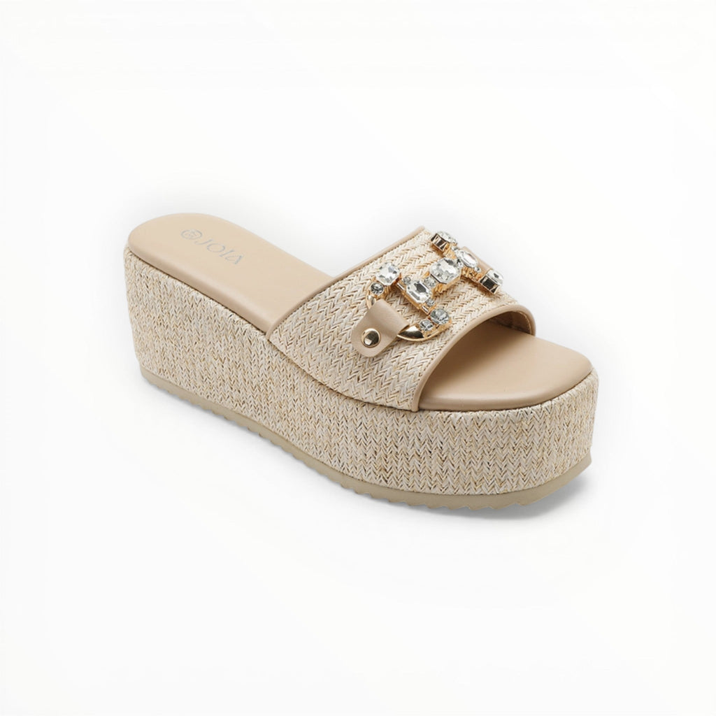 Claquette Compensée Strass Style Raphia - Joia Paris