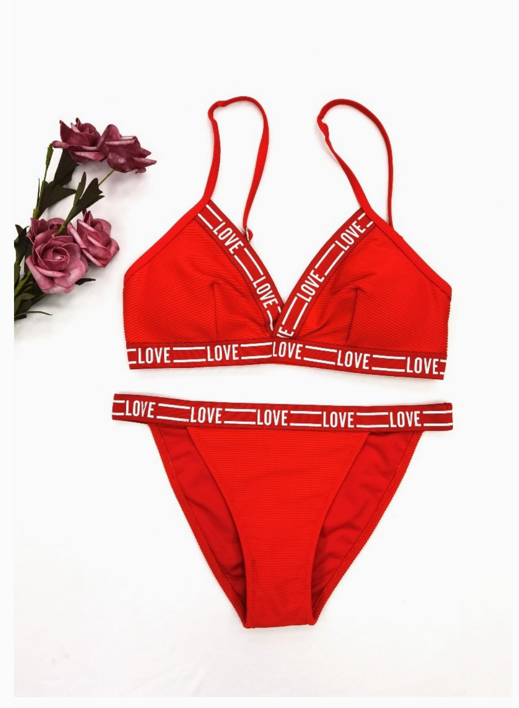 Bikini Triangle Sans Armature "LOVE" - Haut et Bas Assortis - Maillots de bain - BELLE COM'ELLE