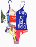 Maillot de Bain 1 Pièce Imprimé Magazine - Coupe Échancrée