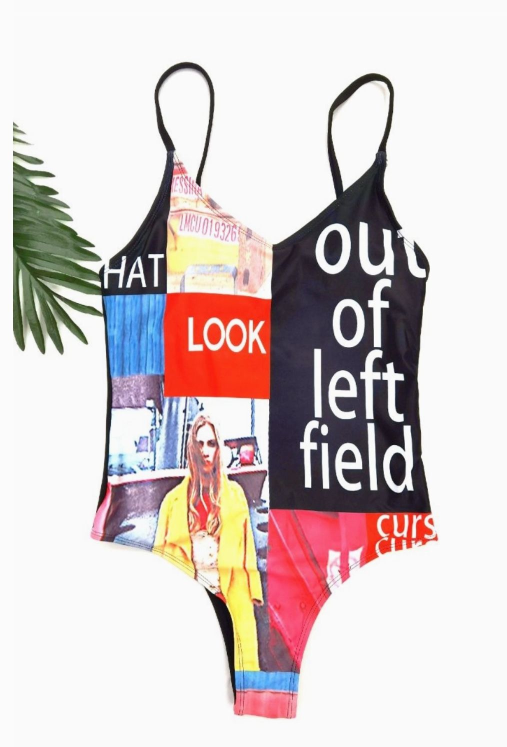 Maillot de Bain 1 Pièce Imprimé Magazine - Coupe Échancrée
