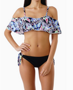 Bikini Bandeau à Volant Tropical - Maillot de Bain 2 Pièces Femme - Maillots de bain - BELLE COM'ELLE
