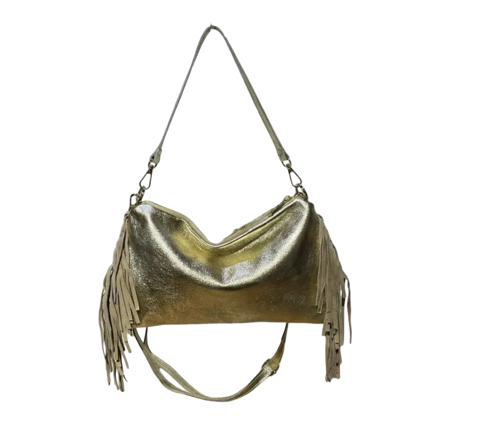 Sac à Main Cuir Irisé Italien à Franges Recto - Louisa Lee