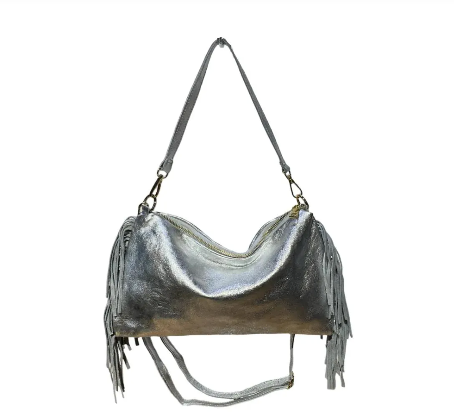 Sac à Main Cuir Irisé Italien à Franges Recto - Louisa Lee