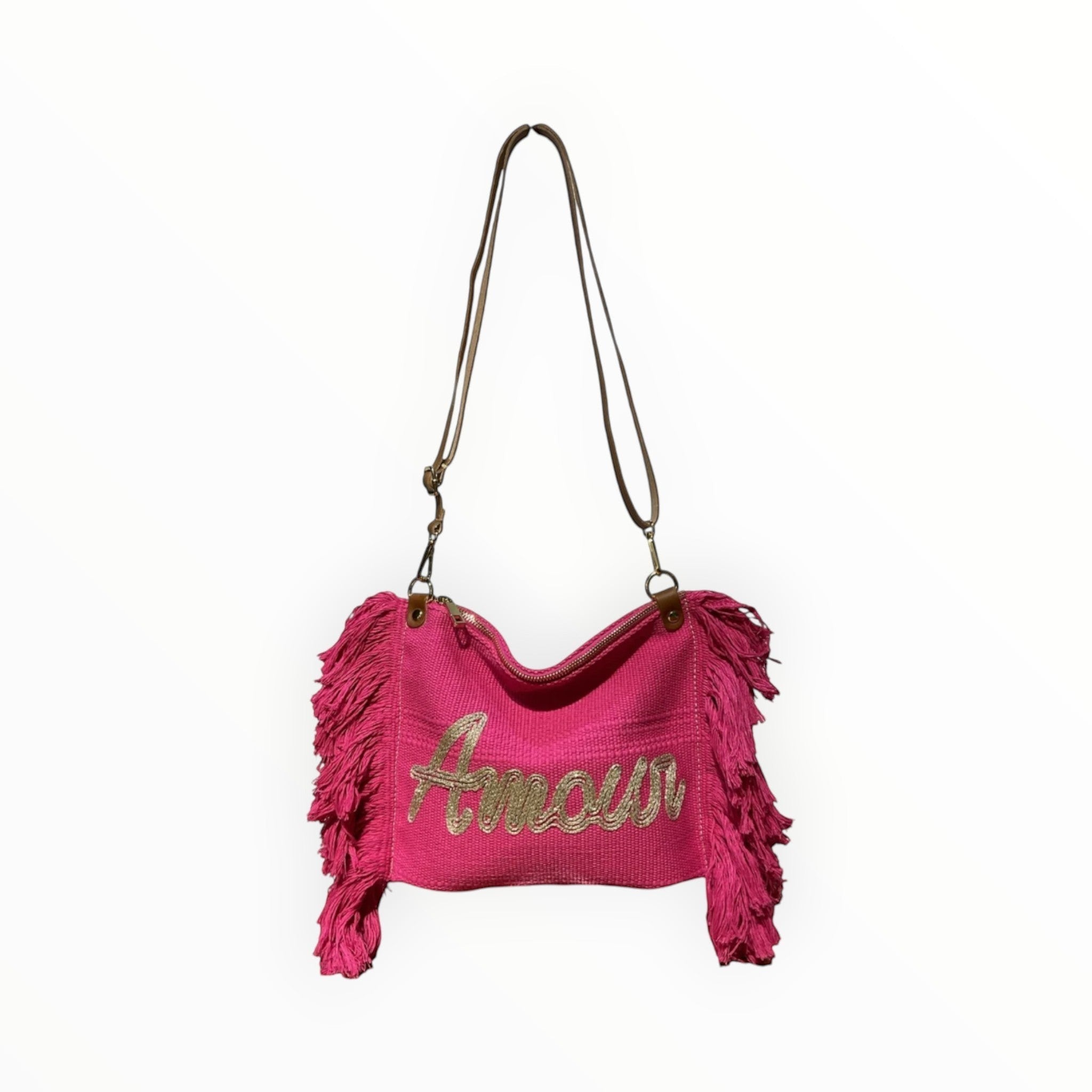 Sac Bandoulière Coton et Cuir Amour LOUISA LEE