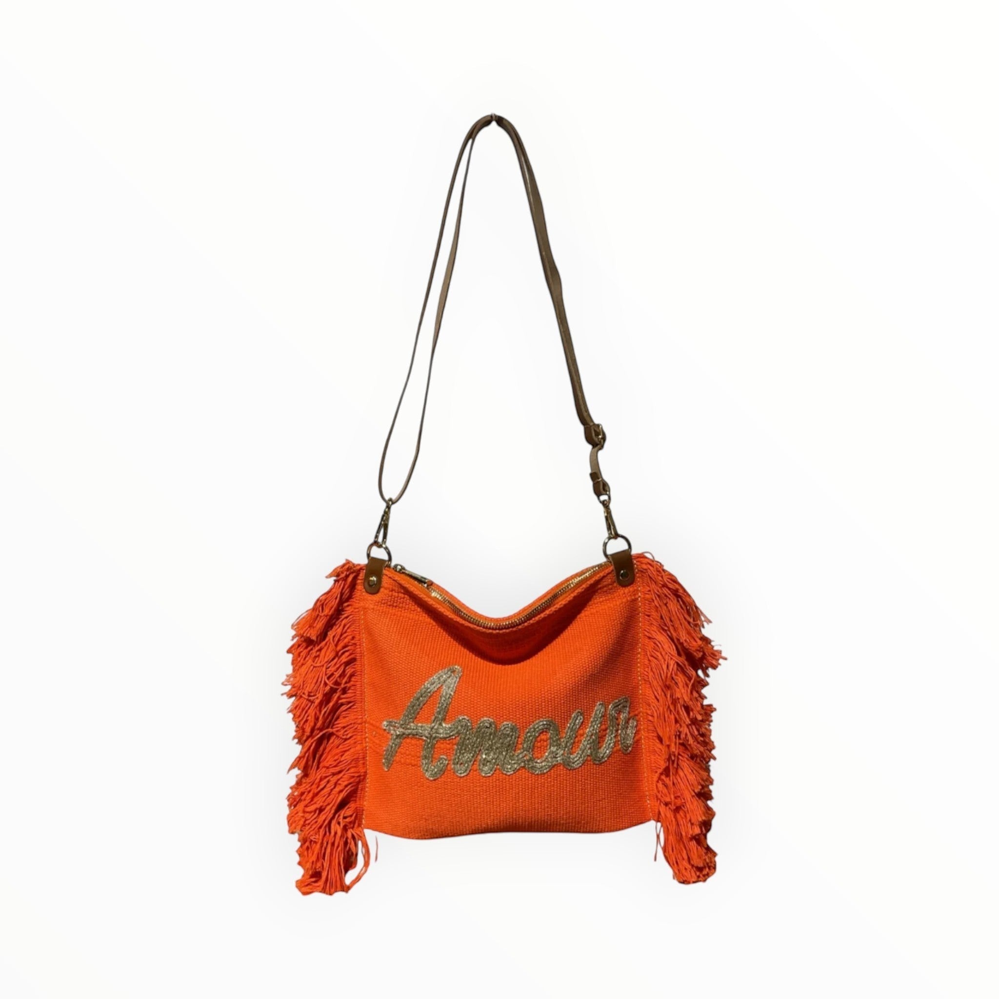 Sac Bandoulière Coton et Cuir Amour LOUISA LEE