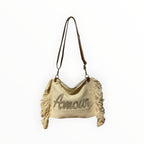 Sac Bandoulière Coton et Cuir Amour LOUISA LEE
