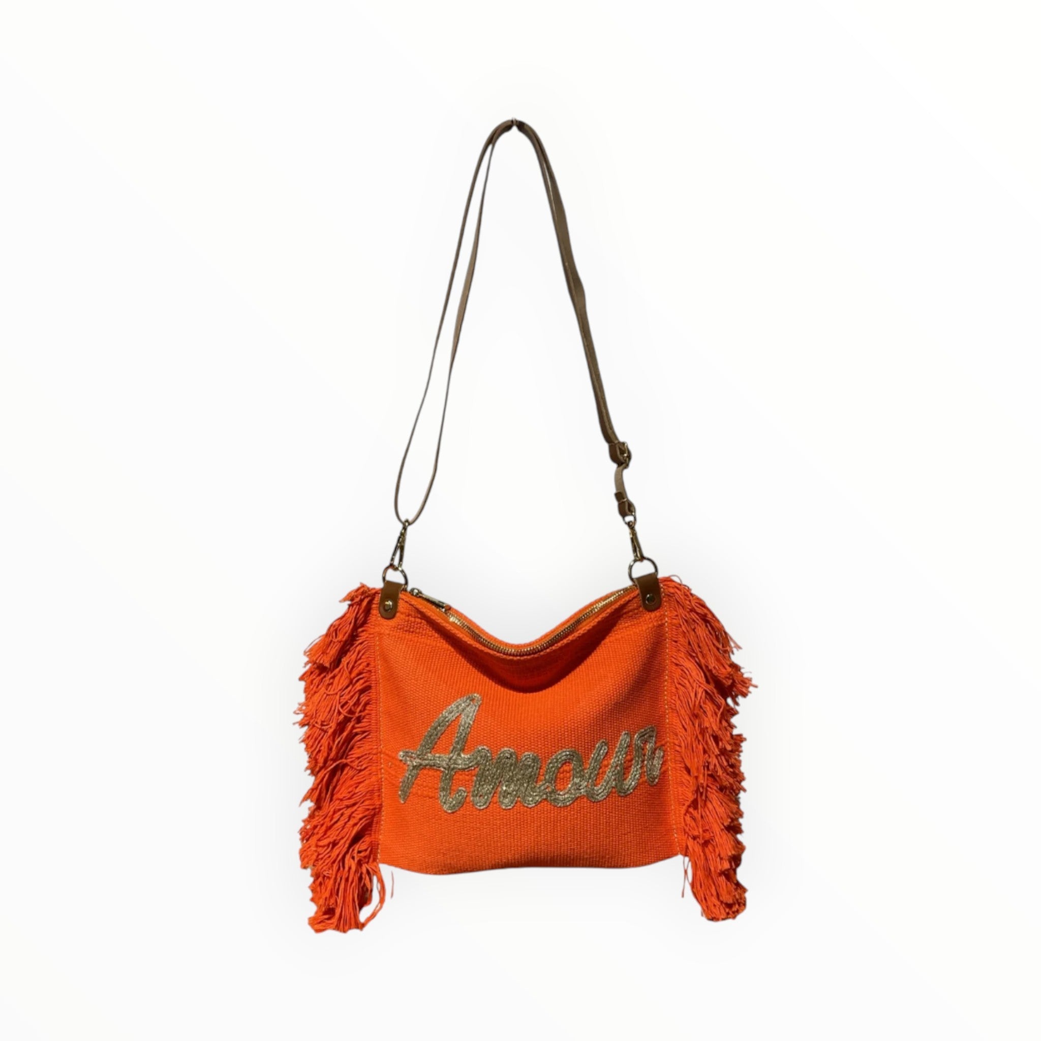 Sac Bandoulière Coton et Cuir Amour LOUISA LEE