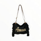 Sac Bandoulière Coton et Cuir Amour LOUISA LEE