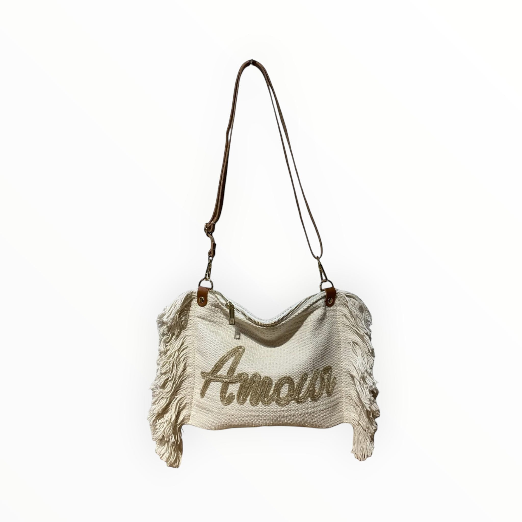 Sac Bandoulière Coton et Cuir Amour LOUISA LEE