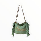 Sac Bandoulière Coton et Cuir Amour LOUISA LEE