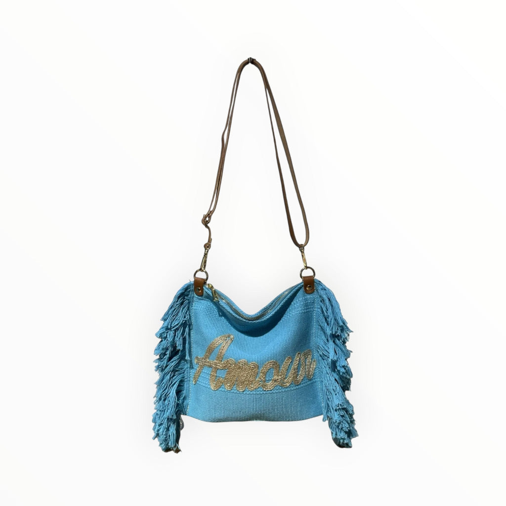 Sac Bandoulière Coton et Cuir Amour LOUISA LEE