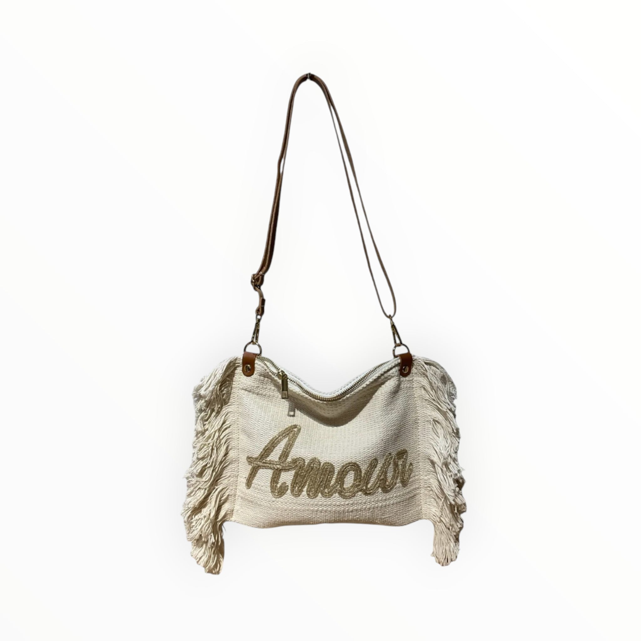 Sac Bandoulière Coton et Cuir Amour LOUISA LEE