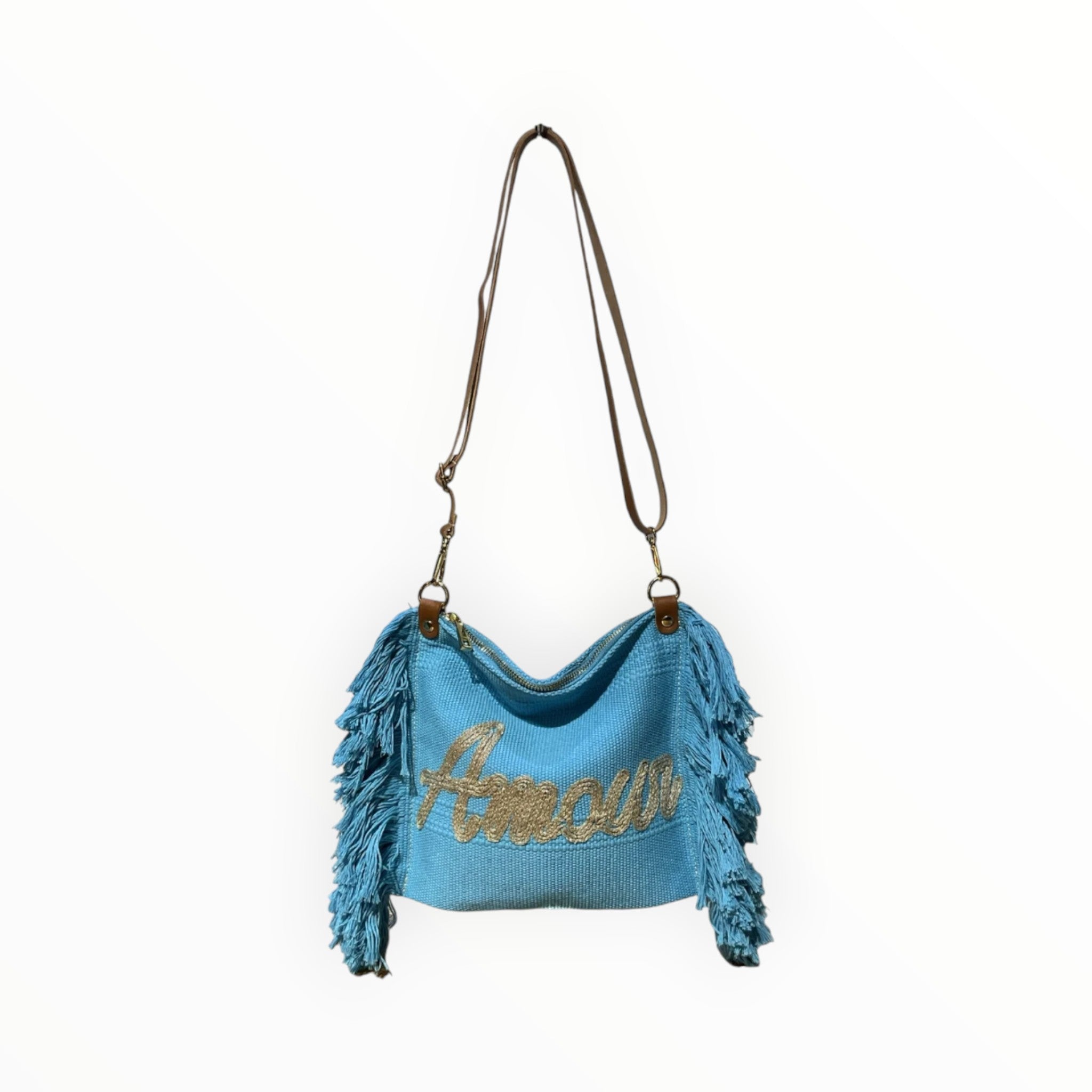 Sac Bandoulière Coton et Cuir Amour LOUISA LEE