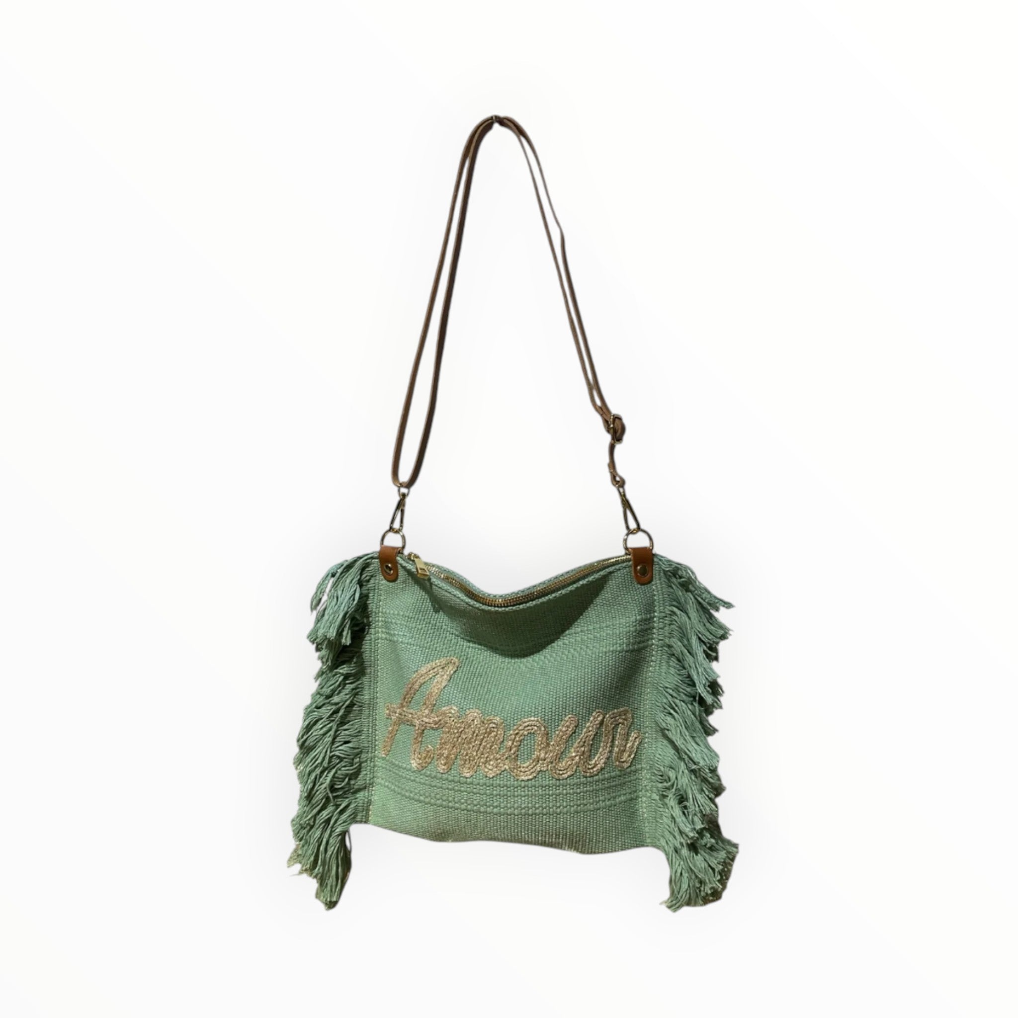 Sac Bandoulière Coton et Cuir Amour LOUISA LEE