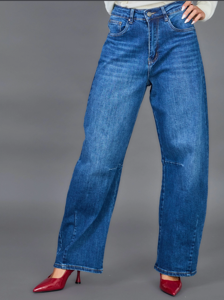 Jeans Femme Barrel Louisa - Taille Haute Coupe Arrondie