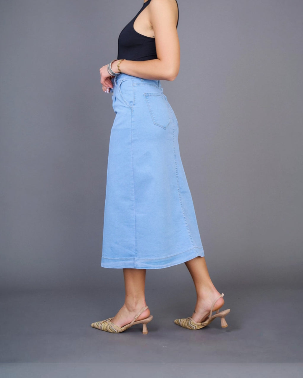 Jupe Longue Jean Femme Fermeture Boutonnée -