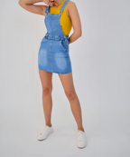 Salopette Jupe Femme Jean Aria - Coupe Slim Délavée