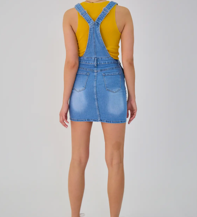 Salopette Jupe Femme Jean Aria - Coupe Slim Délavée