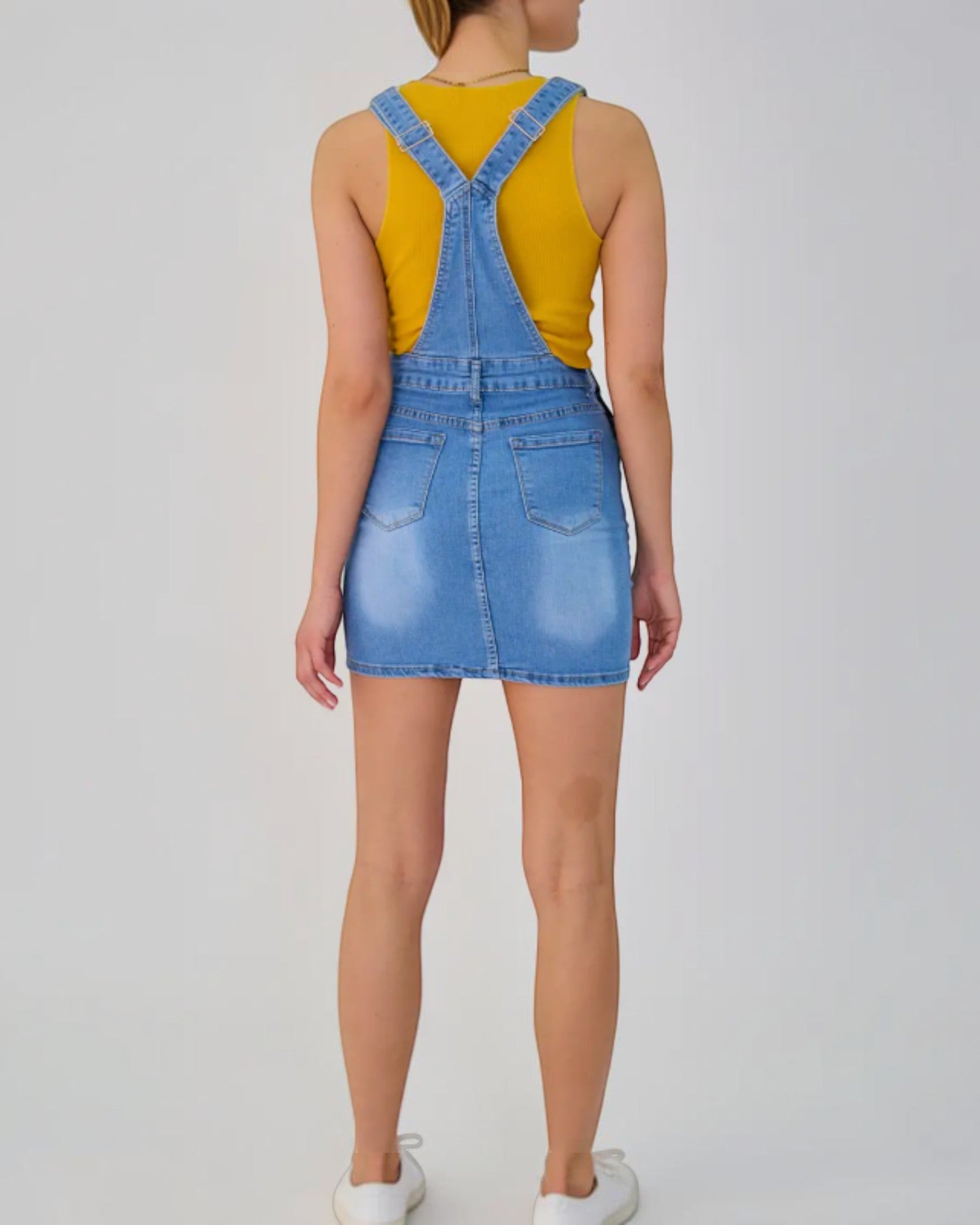 Salopette Jupe Femme Jean Aria - Coupe Slim Délavée