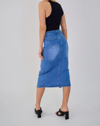 Jupe Longue Jean Femme Rétro - Fermeture 8 Boutons