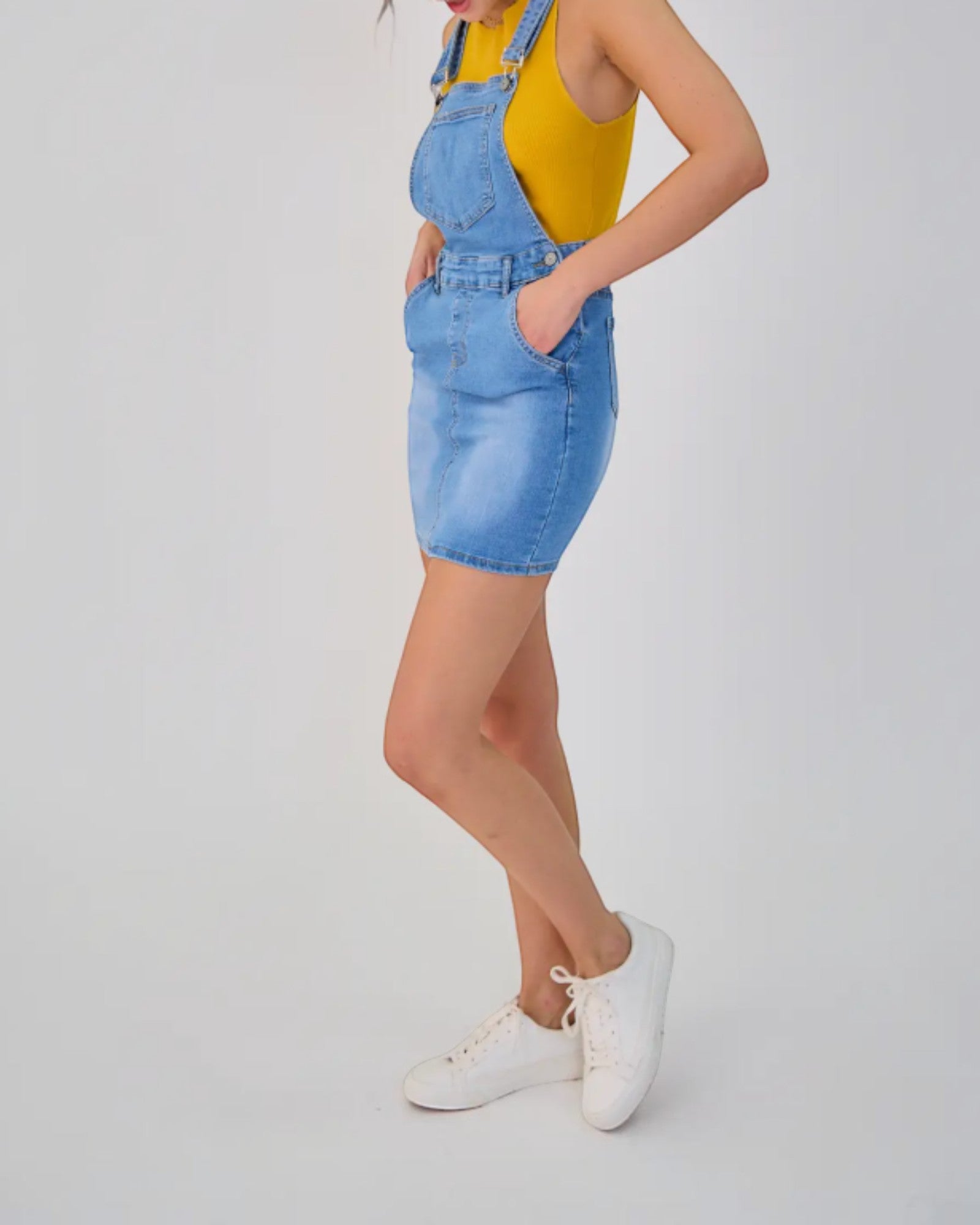 Salopette Jupe Femme Jean Aria - Coupe Slim Délavée