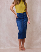 Jupe Longue Jean Femme Coton Stretch - Taille Mi-Haute