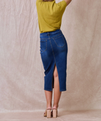 Jupe Longue Jean Femme Coton Stretch - Taille Mi-Haute