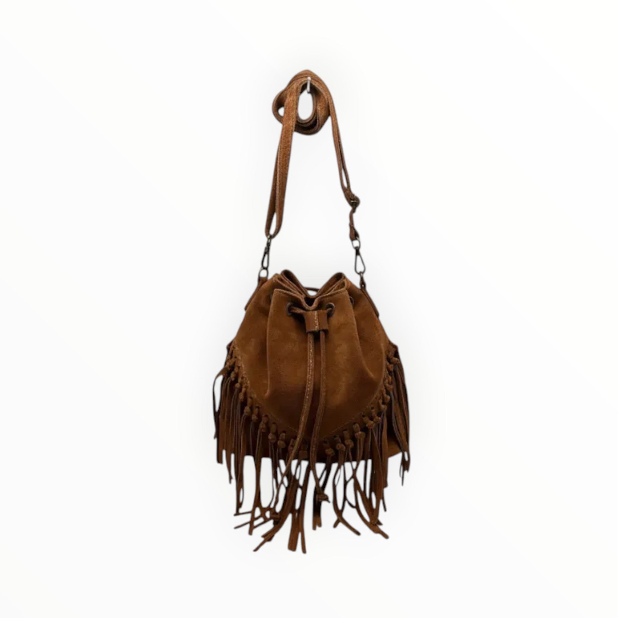 Sac Seau Cuir Suédé Franges Aurélia LOUISA LEE - Sacs - LOUISA LEE