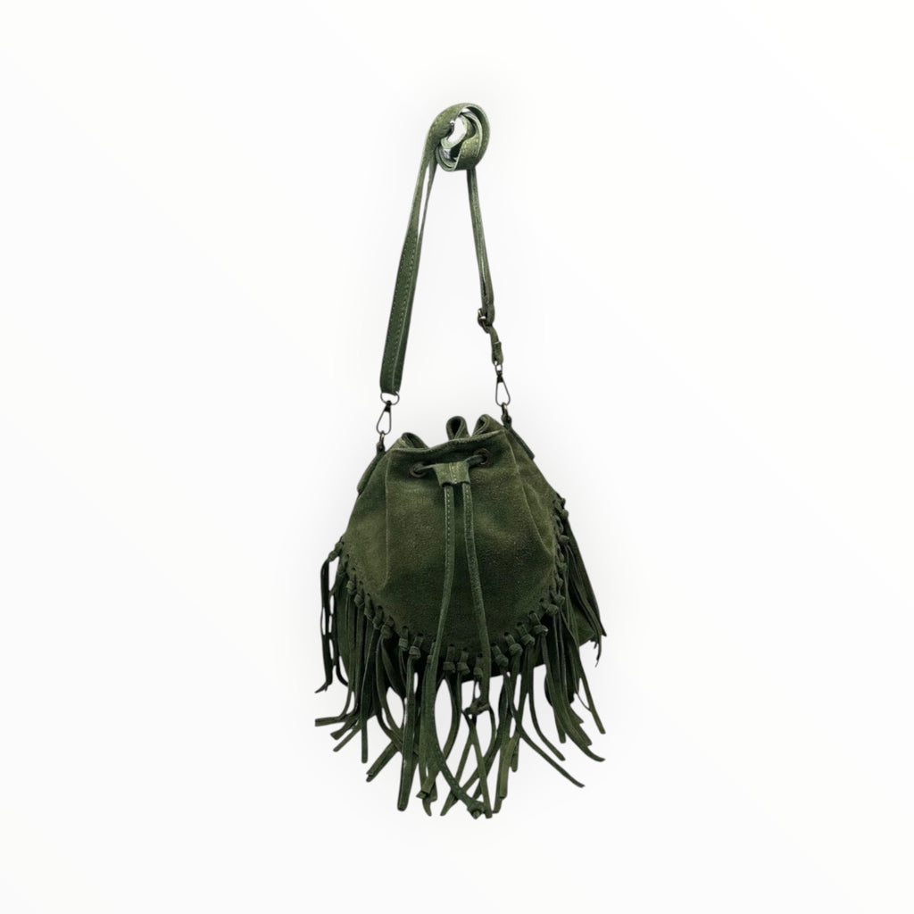 Sac Seau Cuir Suédé Franges Aurélia LOUISA LEE - Sacs - LOUISA LEE