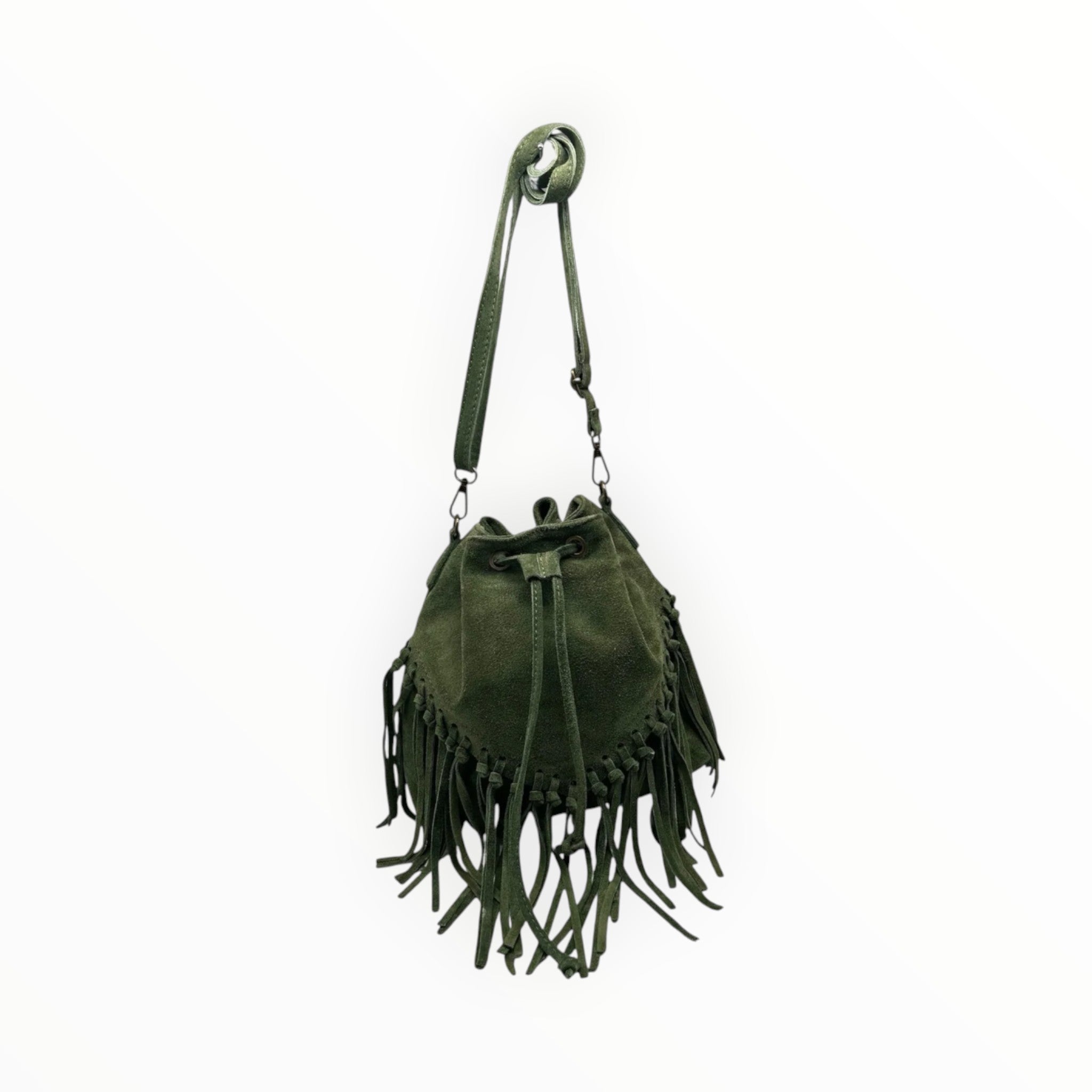 Sac Seau Cuir Suédé Franges Aurélia LOUISA LEE - Sacs - LOUISA LEE