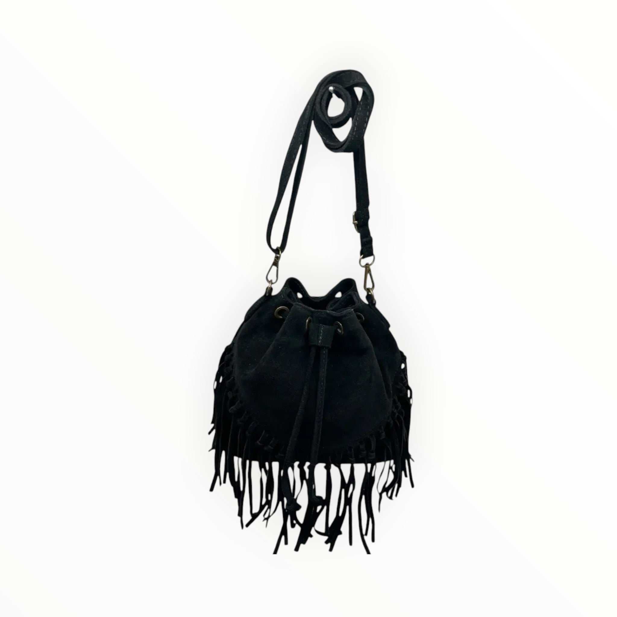 Sac Seau Cuir Suédé Franges Aurélia LOUISA LEE - Sacs - LOUISA LEE