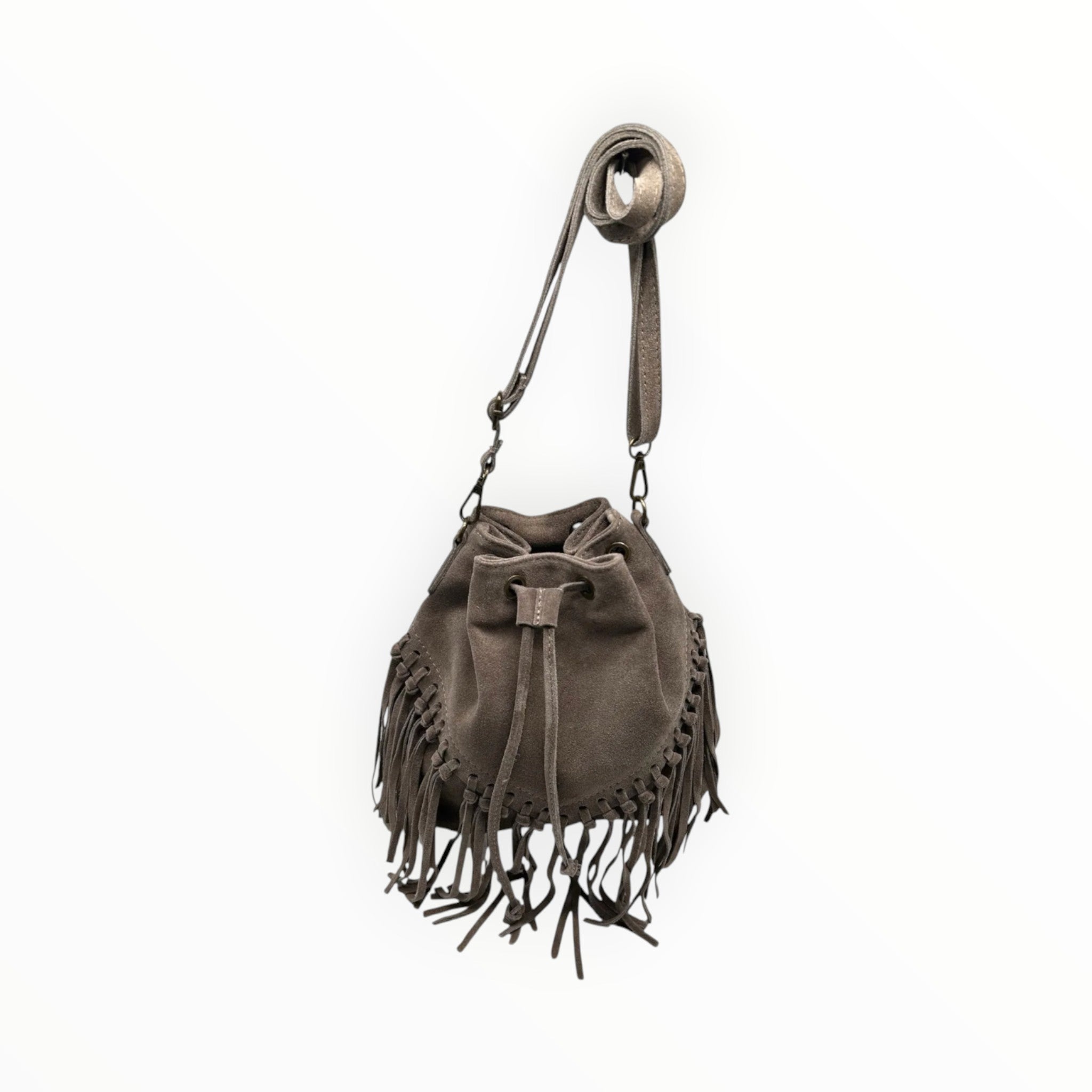 Sac Seau Cuir Suédé Franges Aurélia LOUISA LEE - Sacs - LOUISA LEE