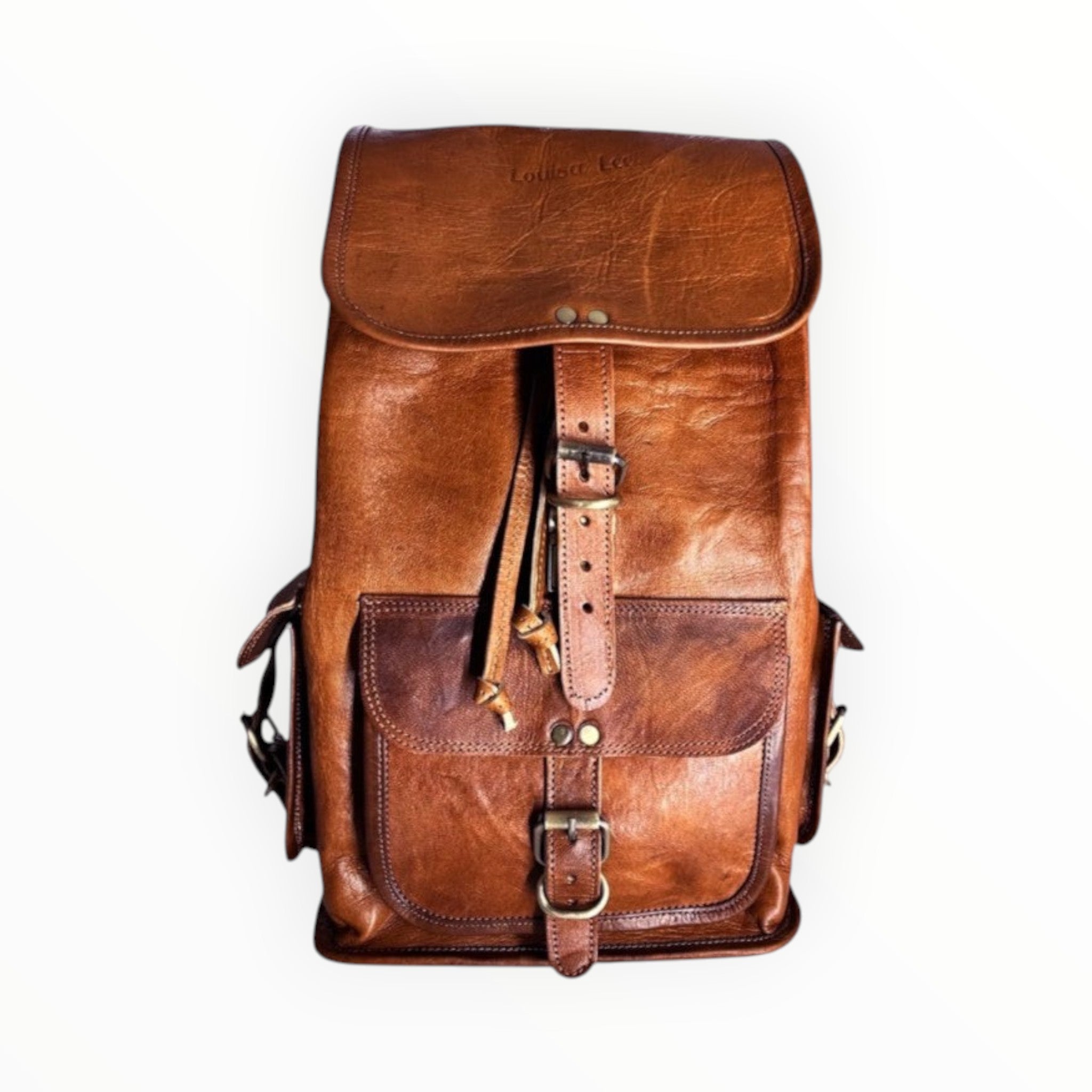 Sac à dos cuir de chèvre JEAN style vintage LOUISA LEE - Sacs - LOUISA LEE