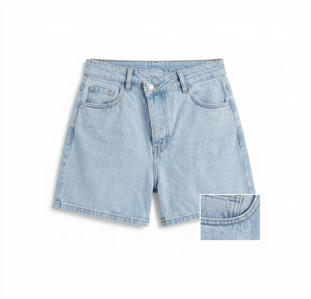 Short denim stretch taille croisée asymétrique ESTEE BROWN - Shorts - ESTEE BROWN