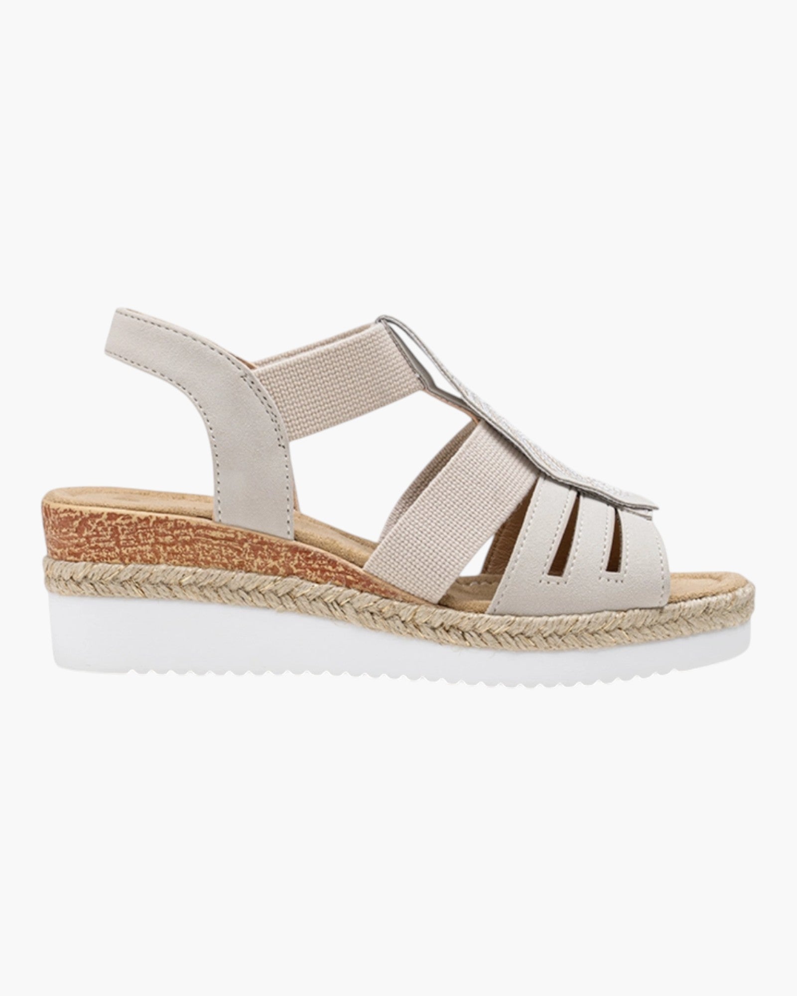 Sandales Compensées Plume Brodée LADY GLORY - Chaussure Femme - LADY GLORY