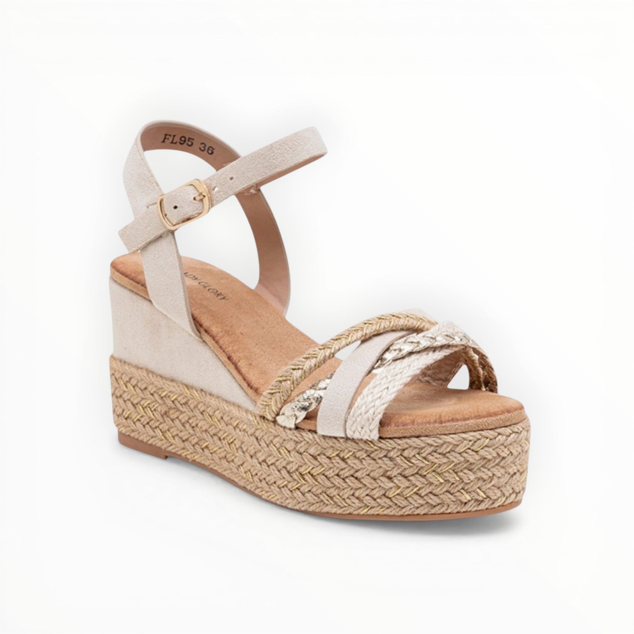 Sandales Compensées Raphia Brides Croisées LADY GLORY - Chaussure Femme - LADY GLORY