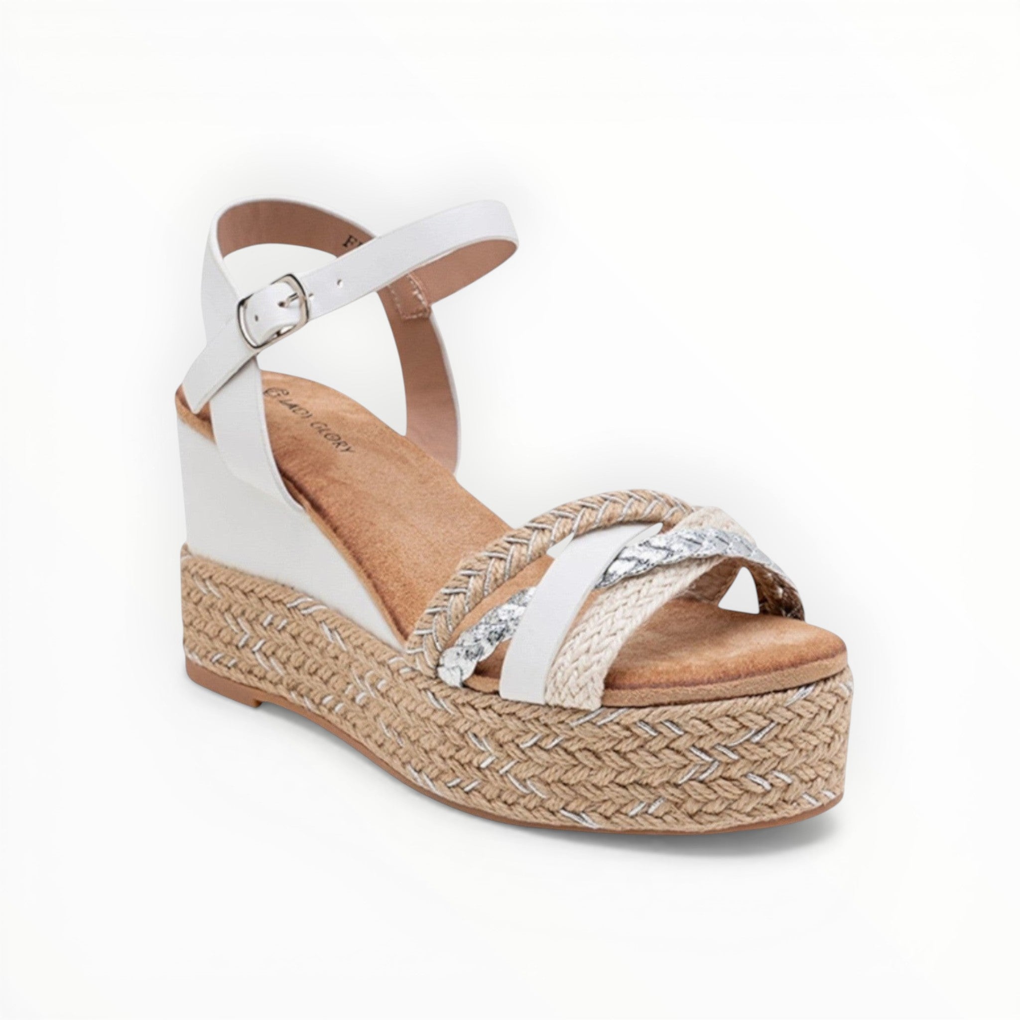 Sandales Compensées Raphia Brides Croisées LADY GLORY - Chaussure Femme - LADY GLORY