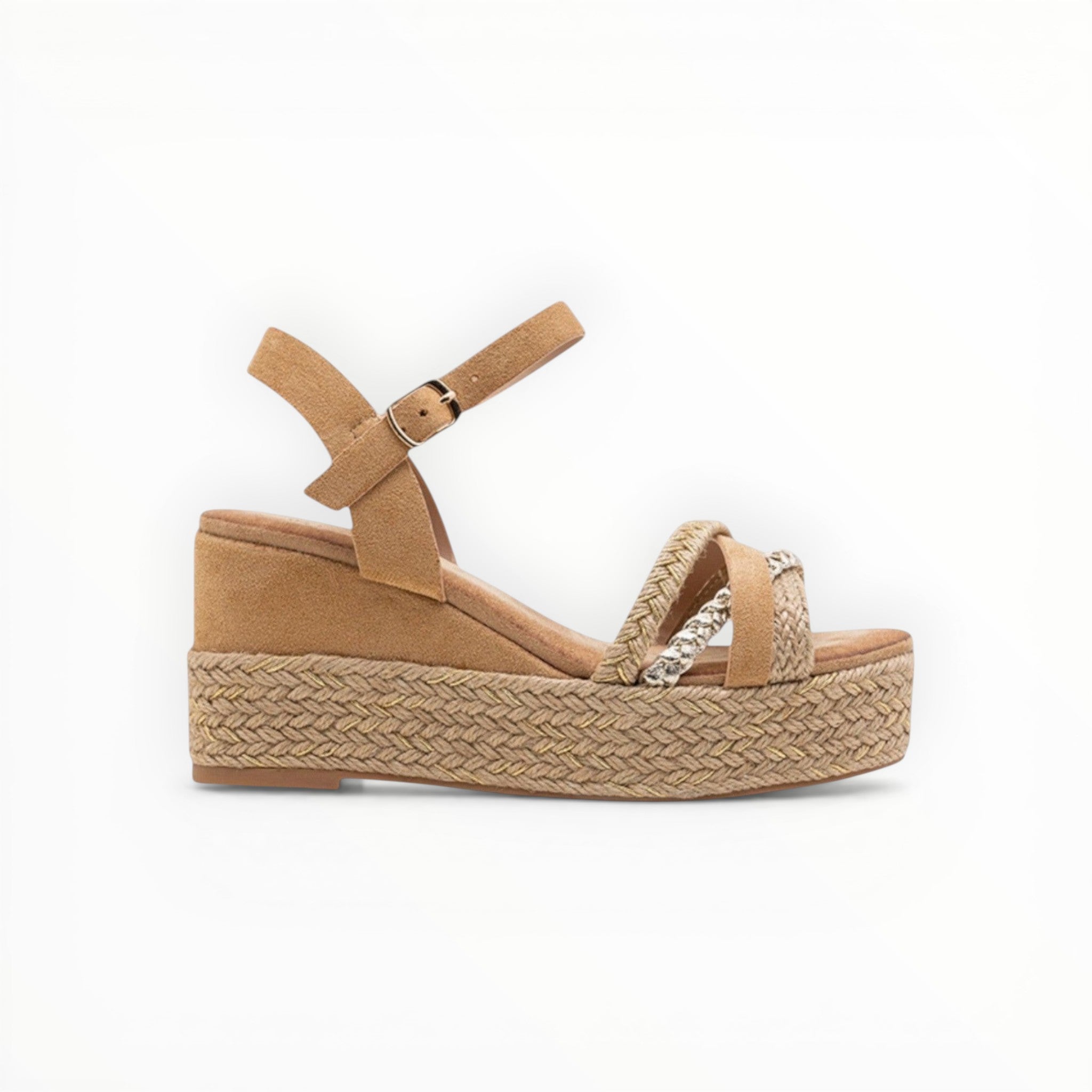 Sandales Compensées Raphia Brides Croisées LADY GLORY - Chaussure Femme - LADY GLORY