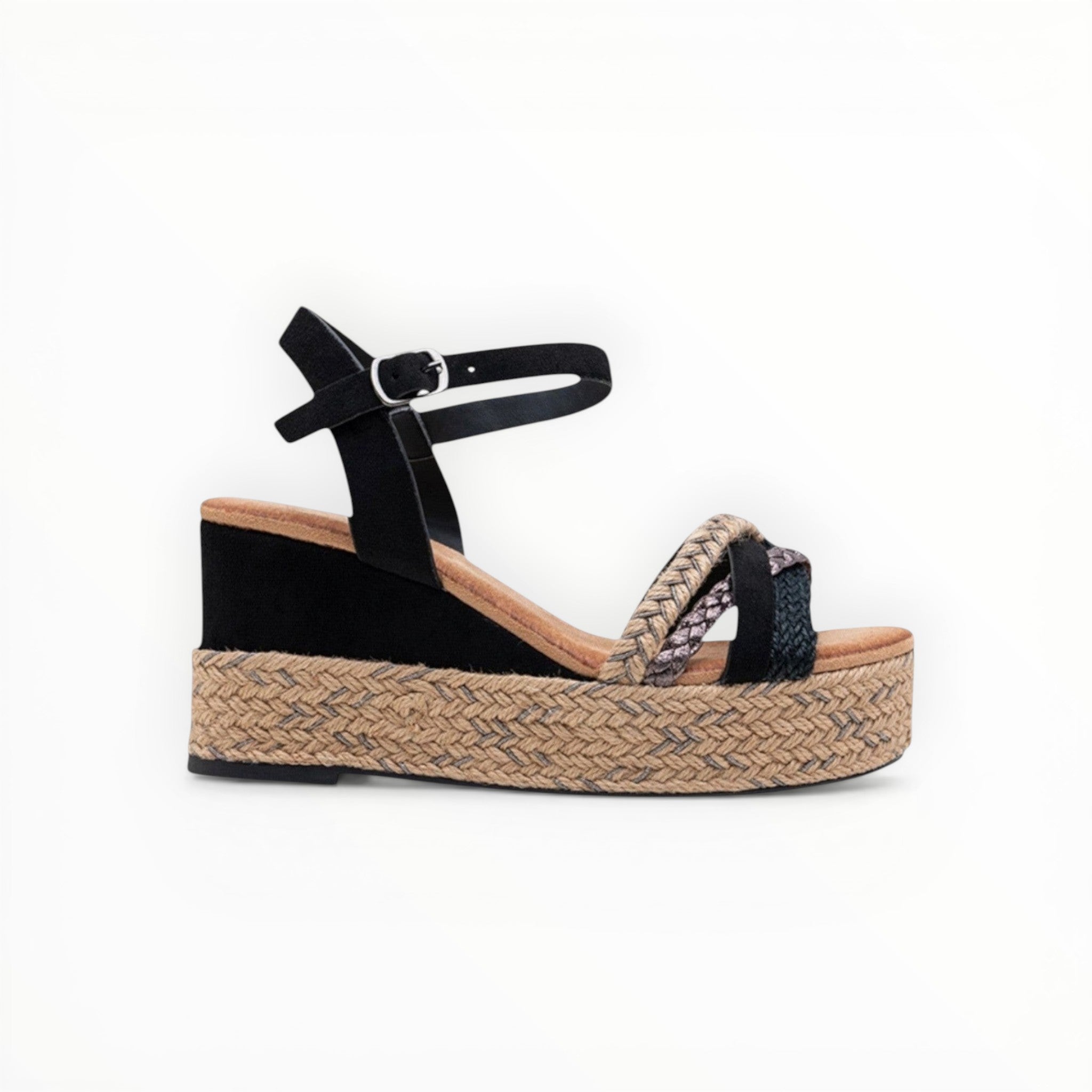 Sandales Compensées Raphia Brides Croisées LADY GLORY - Chaussure Femme - LADY GLORY