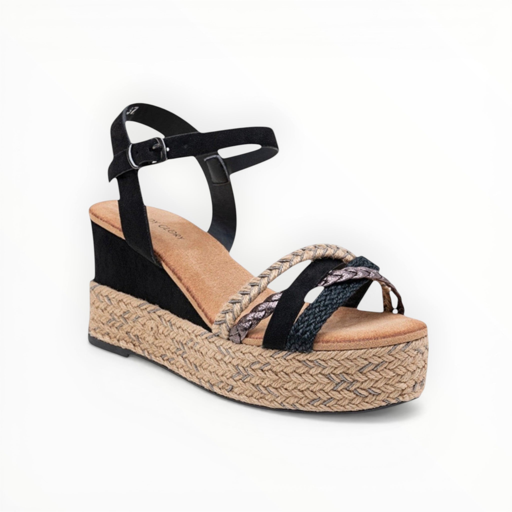 Sandales Compensées Raphia Brides Croisées LADY GLORY - Chaussure Femme - LADY GLORY