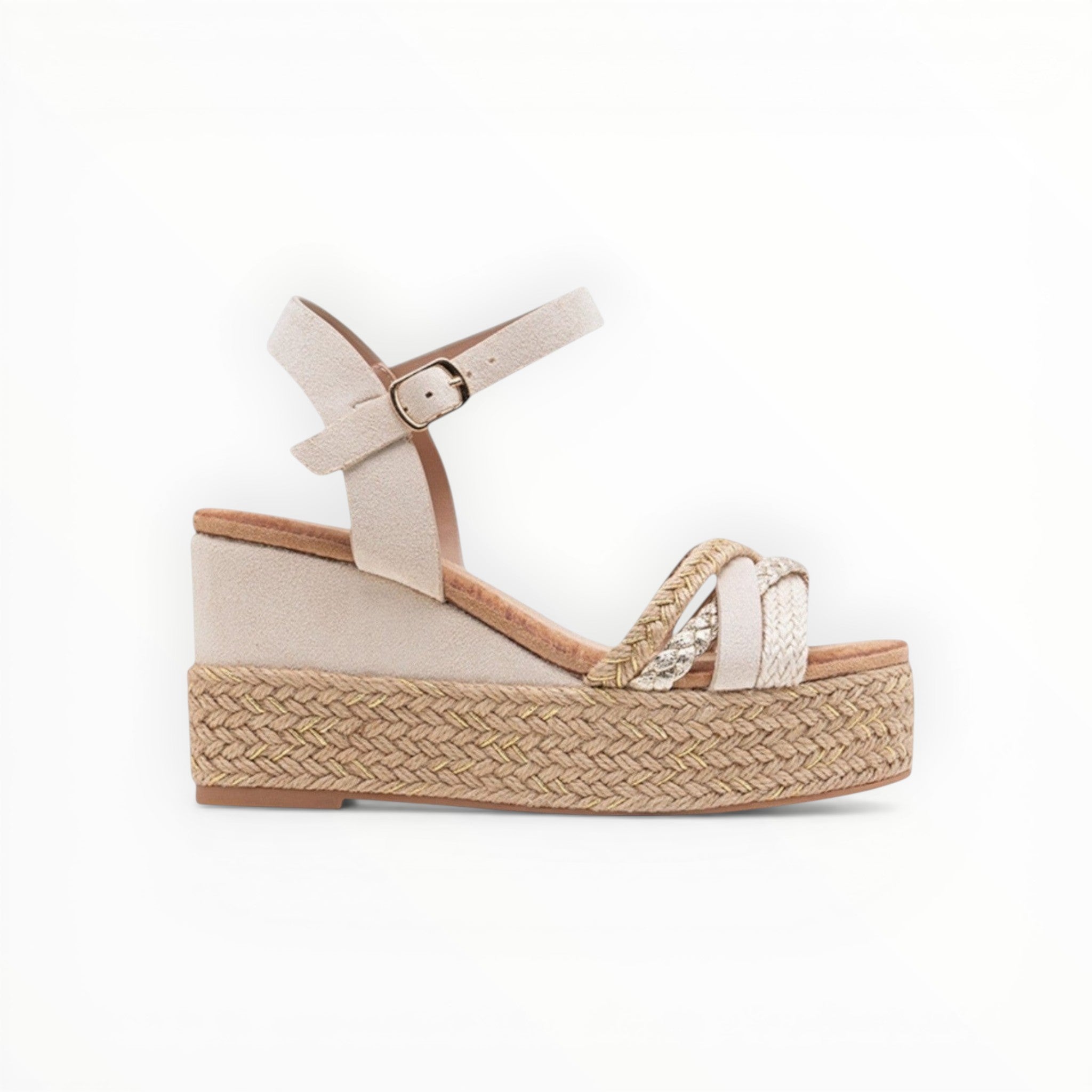Sandales Compensées Raphia Brides Croisées LADY GLORY - Chaussure Femme - LADY GLORY