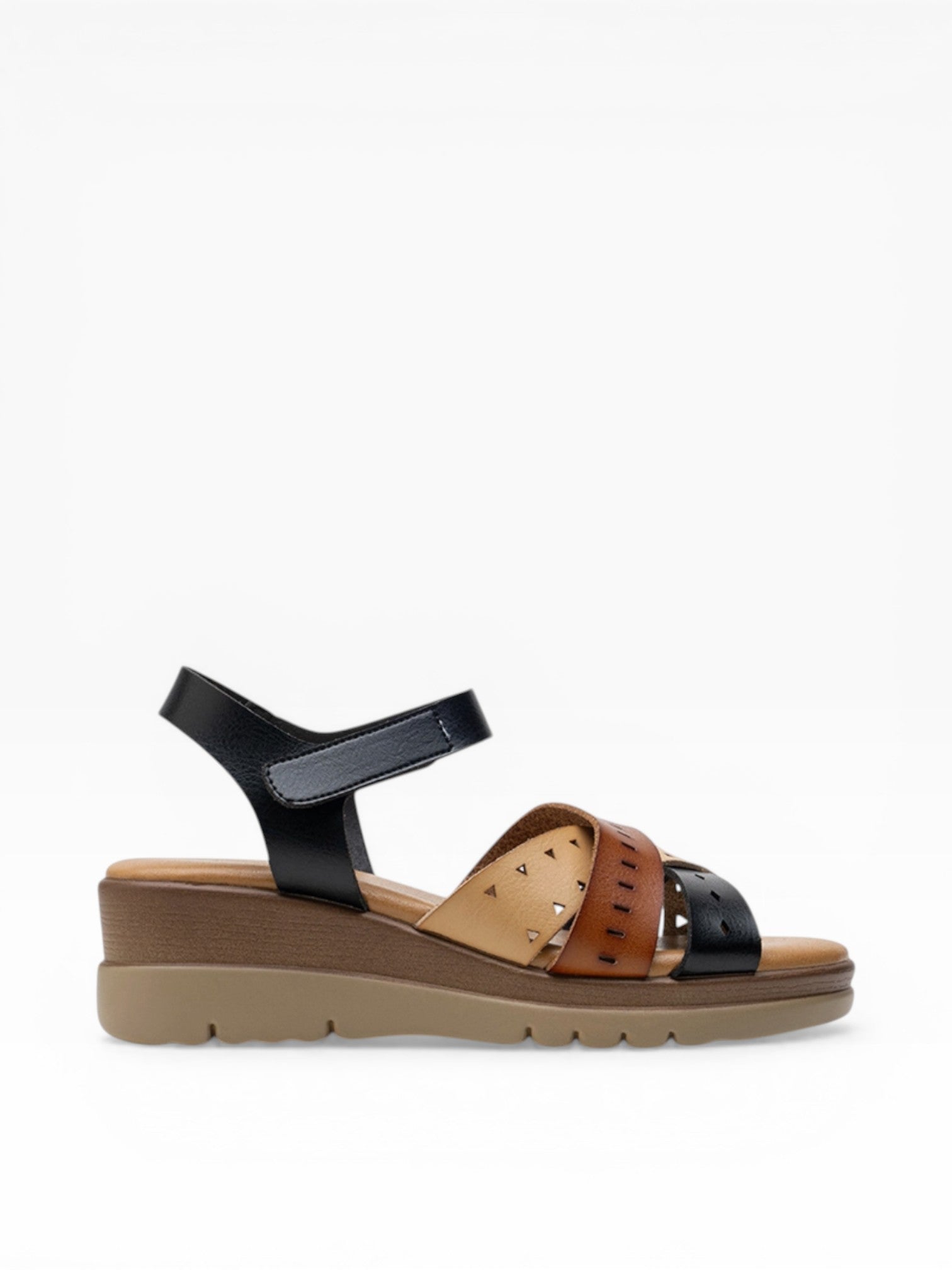 Sandales Compensées Brides Entrecroisées Perforées LADY GLORY - Chaussure Femme - LADY GLORY