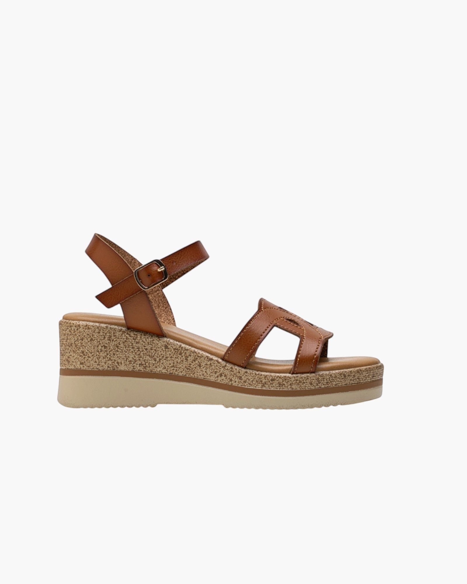 Sandales Compensées Découpes Arabesques Semelle Liège LADY GLORY - Chaussure Femme - LADY GLORY