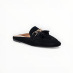 Mules mocassins suédine mors doré et pompons - Chaussure Femme - LADY GLORY