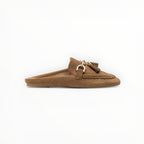 Mules mocassins suédine mors doré et pompons - Chaussure Femme - LADY GLORY